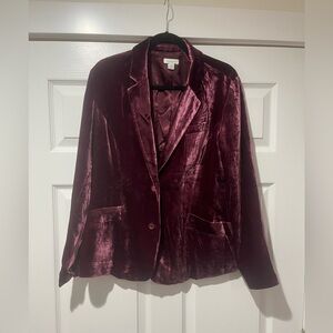 Sundance Velvet Blazer Jacket in Deep Wine Burgundy